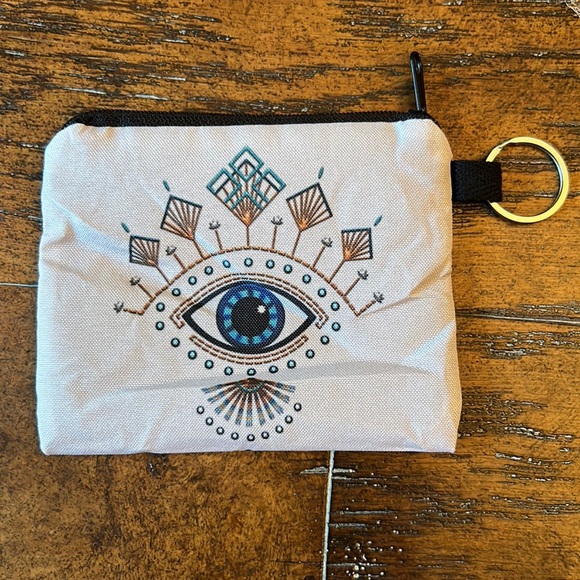 NEW Evil Eye White and Multicolor Evil Eye Miniature Bag / coin purse - Picture 1 of 4